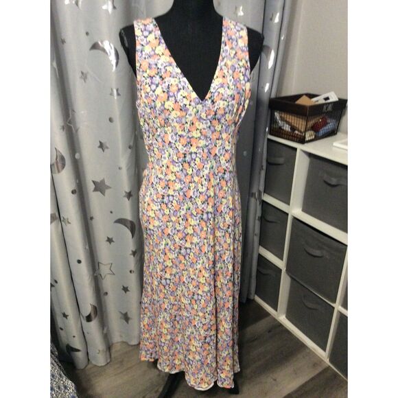 Rails XL V Neck Sleeveless Floral Dress Cottagecore Midi Audrina 90s inspired - Picture 1 of 6